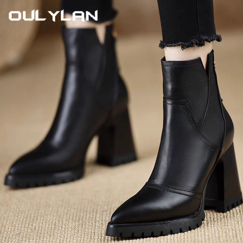 Winter Fashion Women Boots - Oulylan Dicke hochhackige Frauen Schuhe Retro