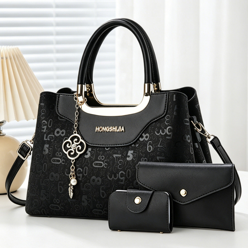 Women Fashion Handbags - 3-teiliges Modisches Damen-Handtaschenset, Leicht Luxuriöse Digital-Bedruckte