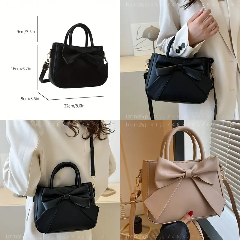 Women Fashion Handbags - Elegante schwarze Handtasche mit Schleife für