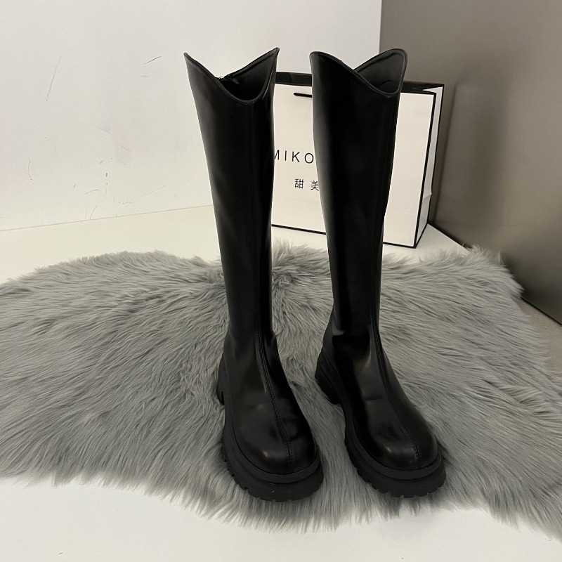 Winter Fashion Women Boots - Retro Einfarbige Stiefel Damen Kniehohe Stiefel