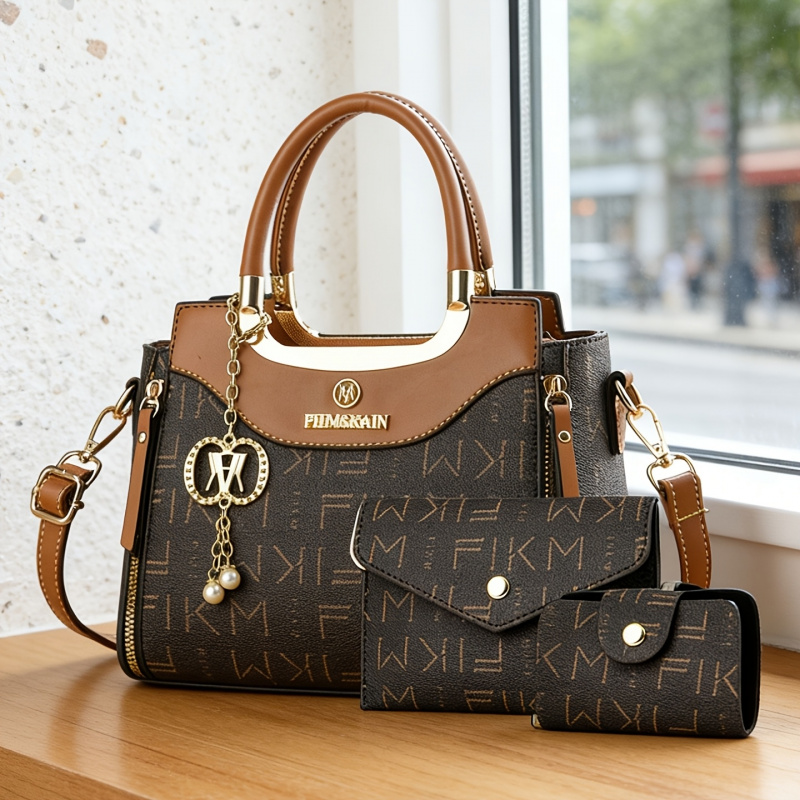 Women Fashion Handbags - 3-teiliges Set luxuriöser, hochwertiger bedruckter Taschen,