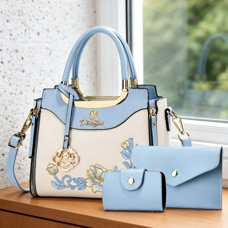 Women Fashion Handbags - 3-teiliges Set hochwertiger bestickter Handtaschen, geeignet