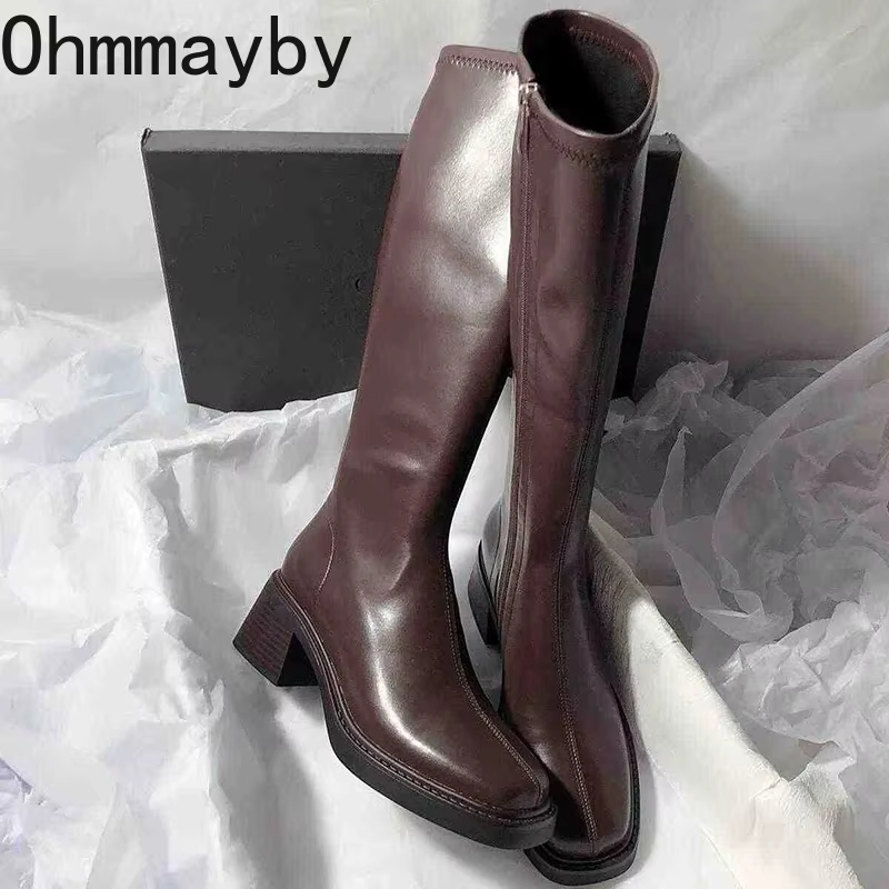 Winter Fashion Women Boots - Vintage Starke Ferse Frauen Kniehohe Stiefel