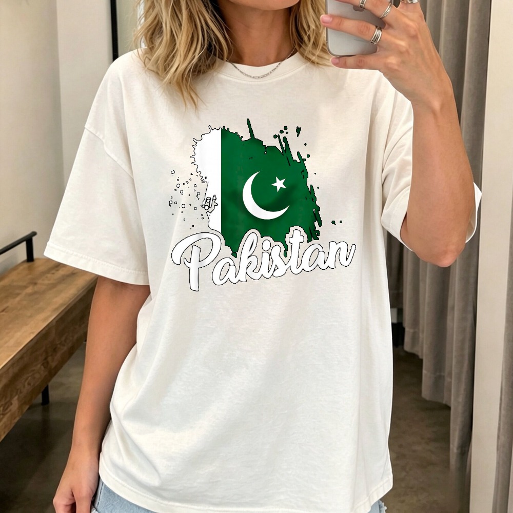 Women Fashion Pakistan - Pakistan-Flaggen-Grafik Bedrucktes T-Shirt Pakistanischer Stolz T-Shirt