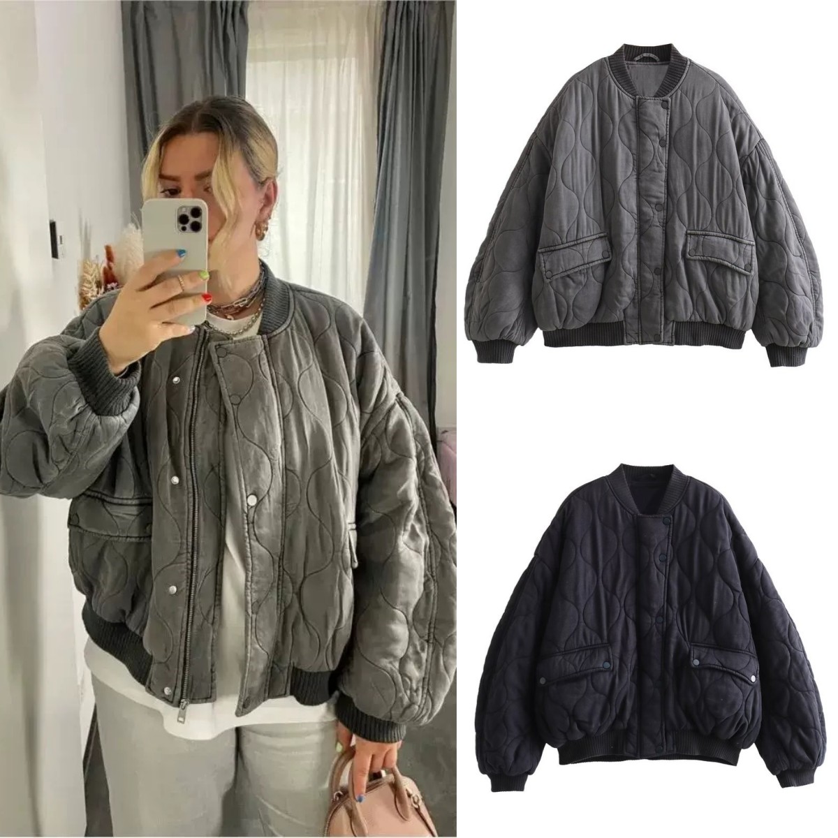 Women'S Fashion Bomber Jacket - ETJ 2025 Damen-Jacke, neue Mode, Vintage-Waschung,