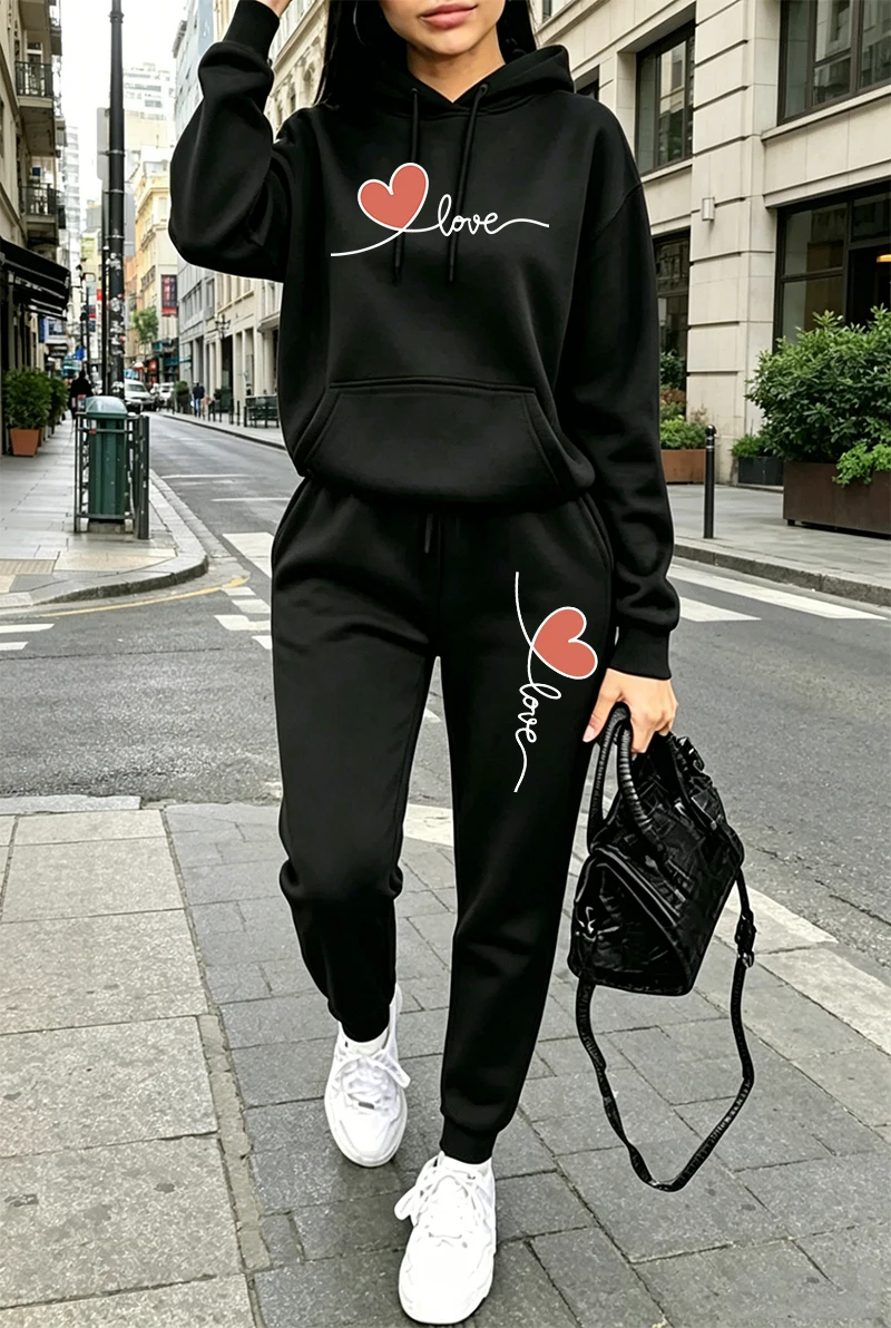 Women'S Fashion Sweatshirts - Damen-Trainingsanzug mit Print, Lässiger Langarm-Hoodie, Sweatshirts