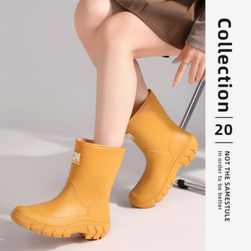 Women'S Fashion Rain Boots - Damen Halbhohe Fleece-Gefütterte Regenstiefel Wasserdicht Warm