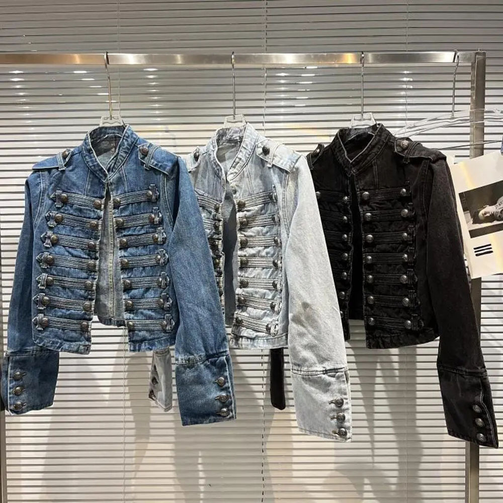 Women Fashion Jeans Top - 2023 frühling Herbst Frauen Schlank Metall