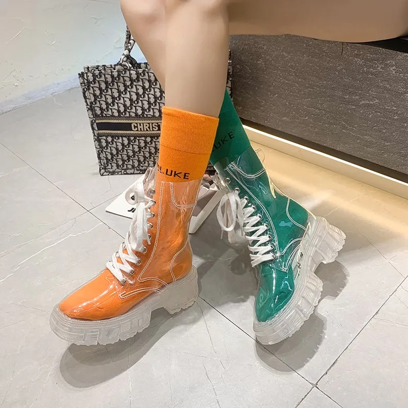 Transparente Plateau-Stiefel 2 – Women'S Fashion Rain Boots Bewertung und Preis