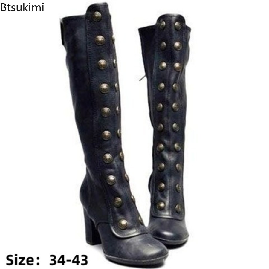 Retro Schwarze Modische Nieten – Winter Fashion Women Boots Bewertung und Preis