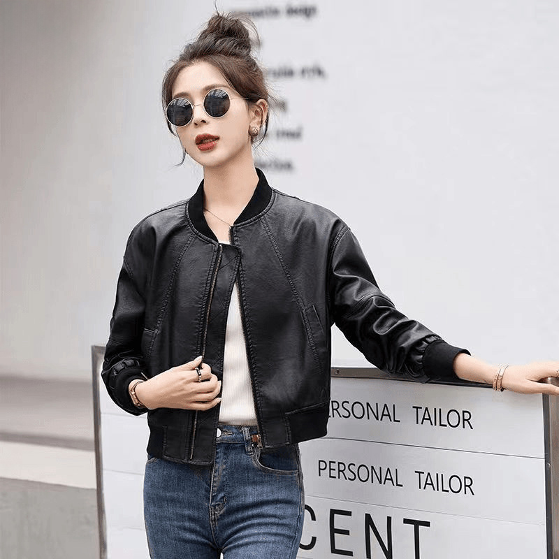 Amerikanischen Retro Faux Lede – Women'S Fashion Bomber Jacket Bewertung und Preis