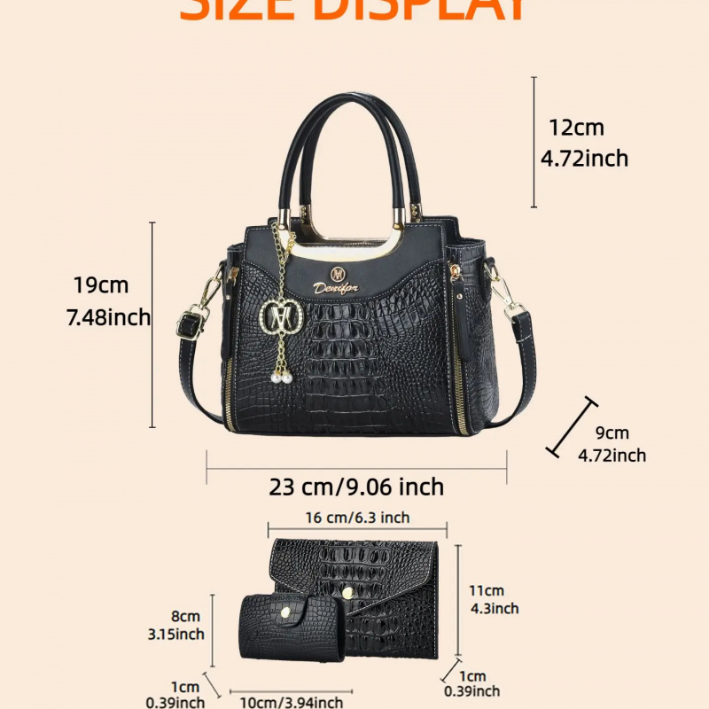 Damen-Handtaschenset mit Kroko – Women Fashion Handbags Bewertung und Preis