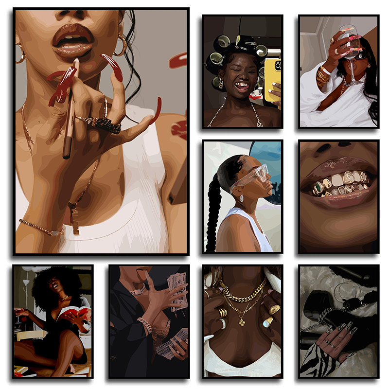 Moderne Afroamerikanische Schw – Women Fashion Drawing Bewertung und Preis