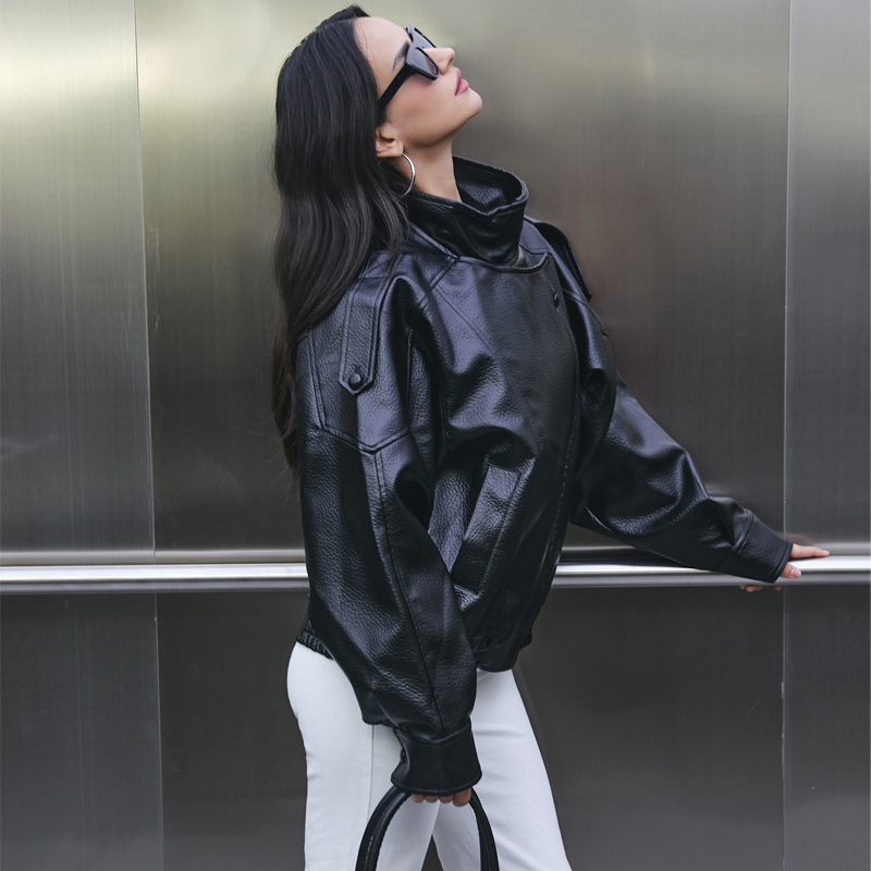 MUJER Kunstleder Damenjacke Sc – Women'S Fashion Bomber Jacket Bewertung und Preis