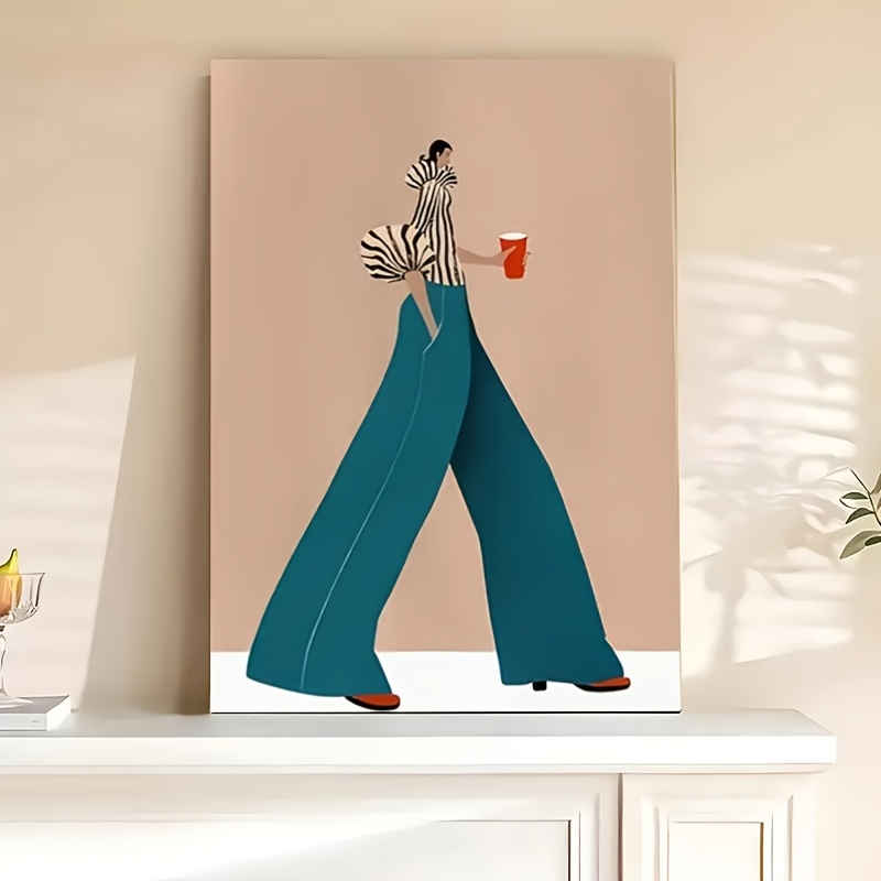 Modische blaue Hose Frau Poste – Women Fashion Drawing Bewertung und Preis